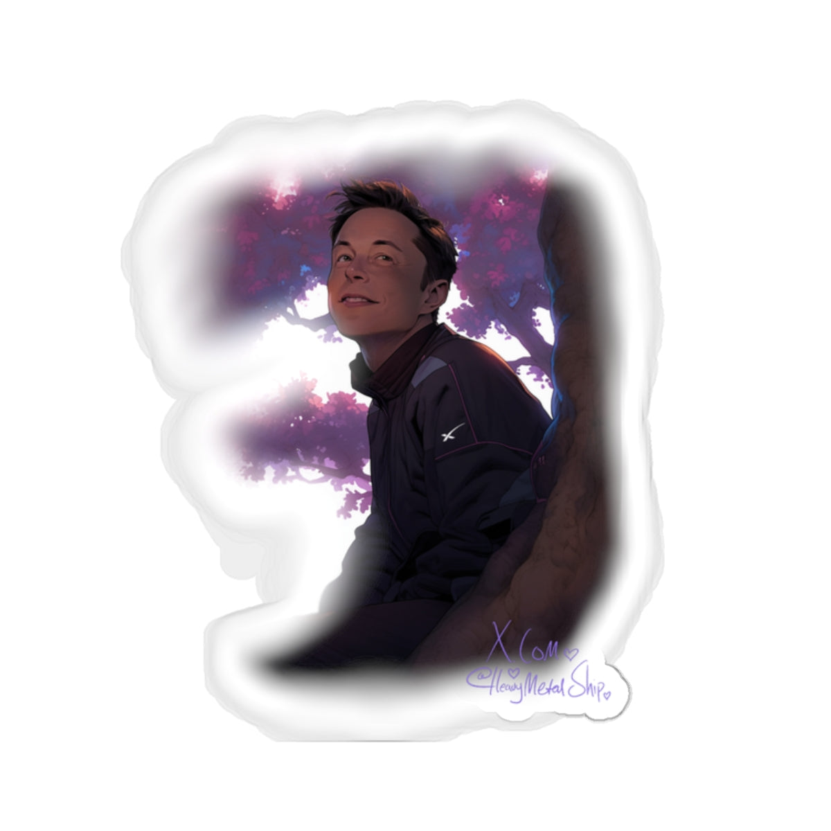 Elon Musk in a Jacaranda Tree Sticker