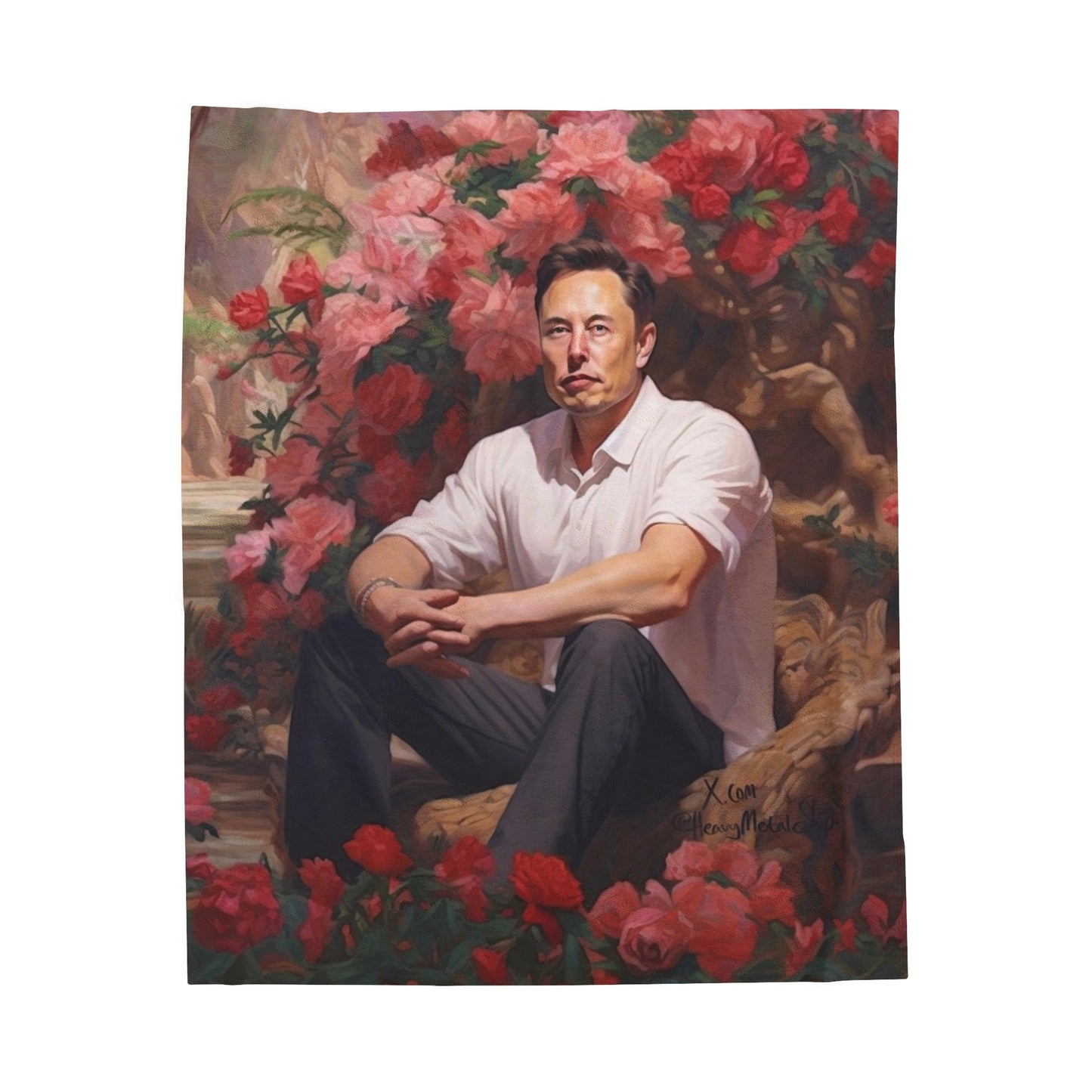 🌸 Elon in Flowers 🌸 - Velveteen Plush Blanket