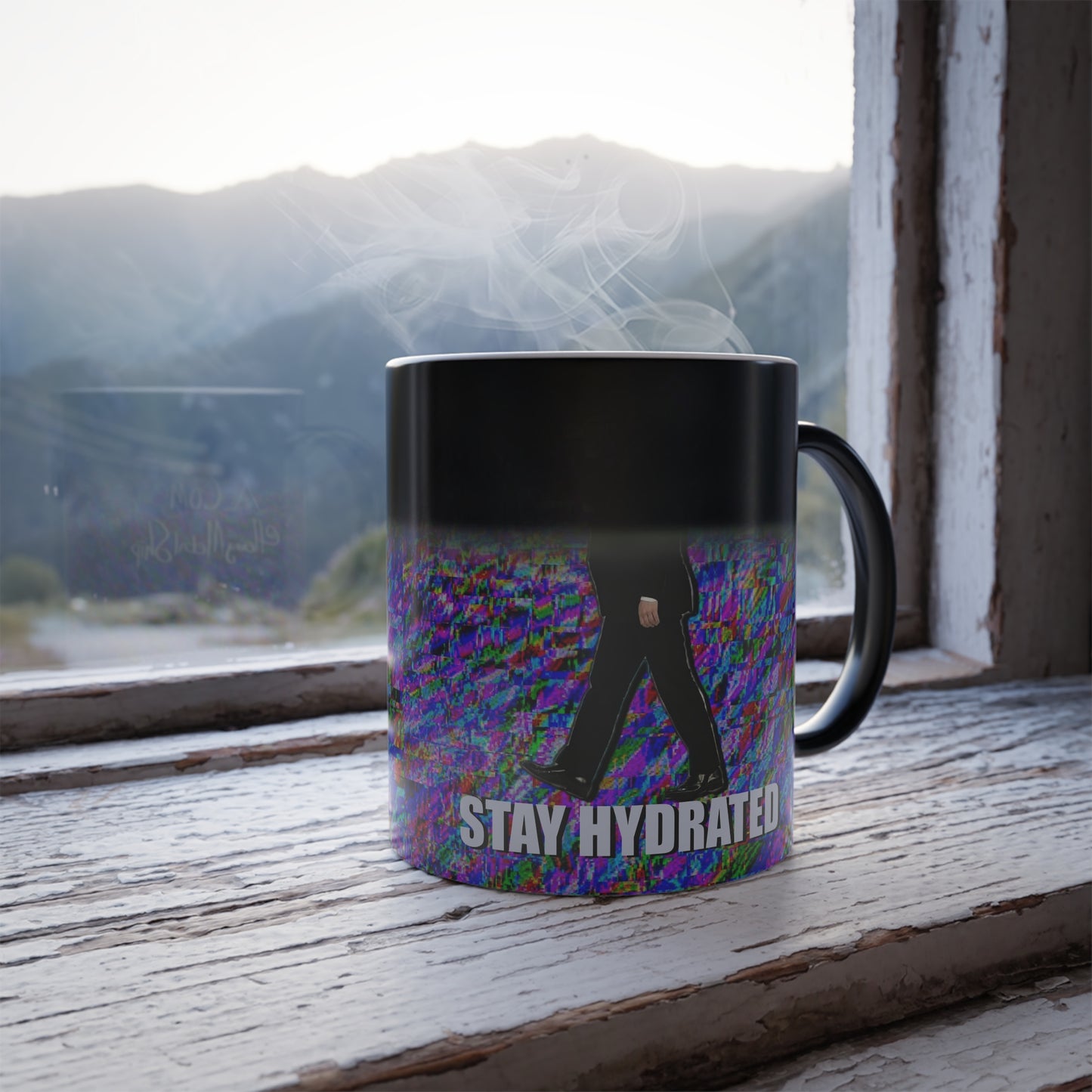 Glitched “Stay Hydrated” Heat Sensitive Mug